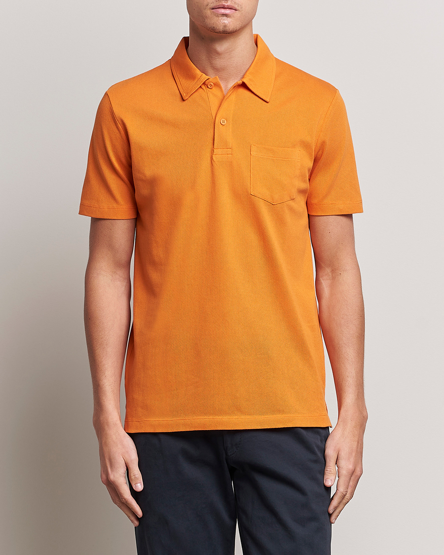 Herre | Kortærmede polotrøjer | Sunspel | Riviera Polo Shirt Flame Orange