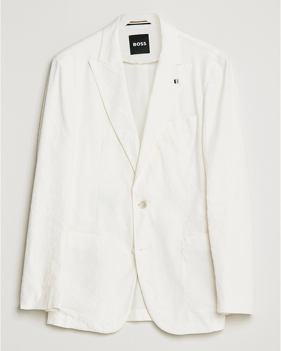 Herre | Blazere & jakker | BOSS BLACK | BOSS Hanry Linen Peak Lapel Blazer White