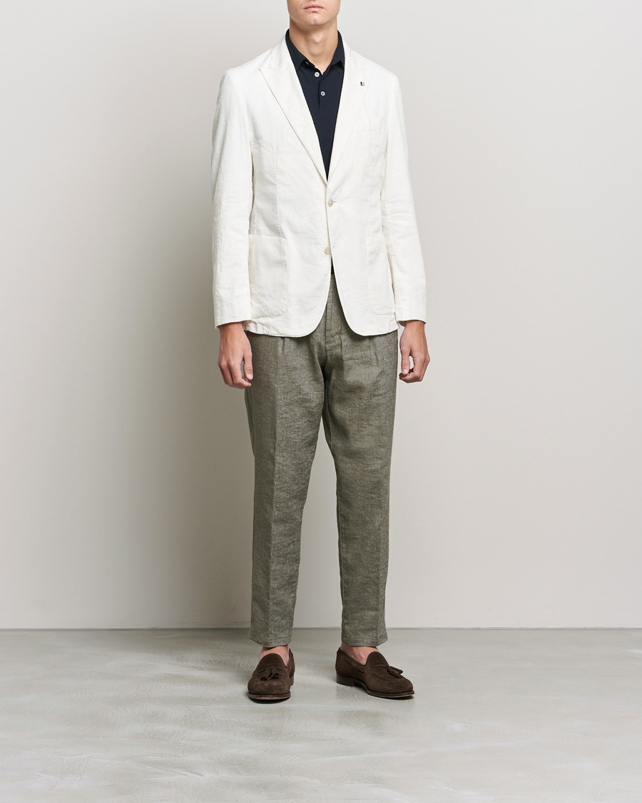 Herre | Blazere & jakker | BOSS BLACK | BOSS Hanry Linen Peak Lapel Blazer White