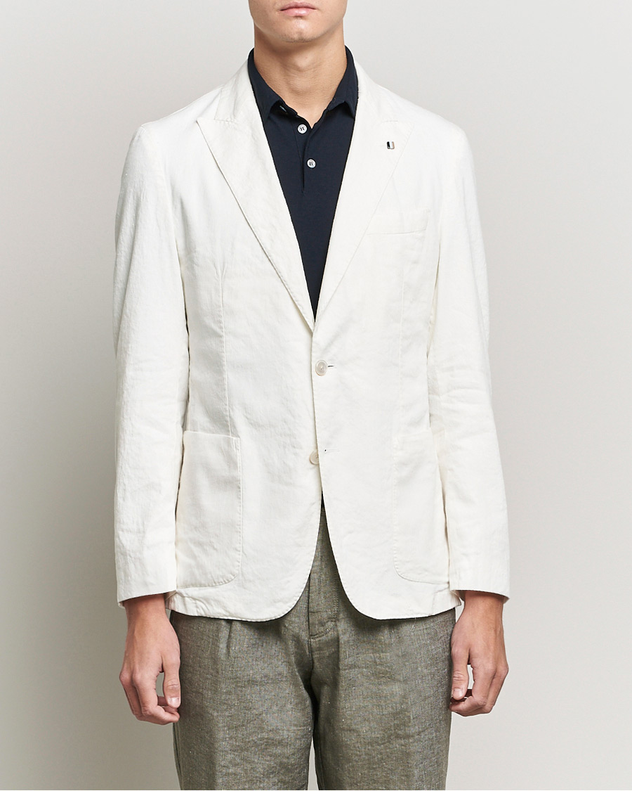 Herre | Blazere & jakker | BOSS BLACK | BOSS Hanry Linen Peak Lapel Blazer White