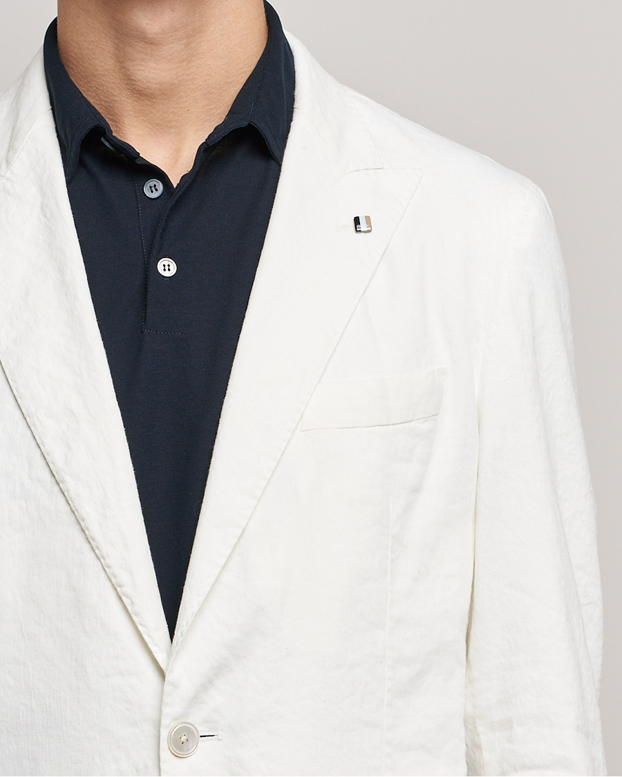 Herre | Blazere & jakker | BOSS BLACK | BOSS Hanry Linen Peak Lapel Blazer White
