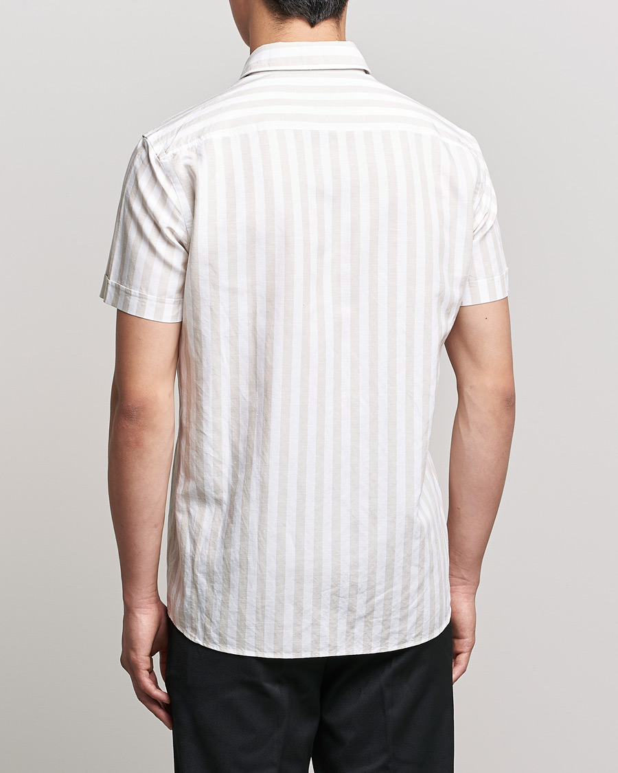 Herre | Skjorter | BOSS BLACK | BOSS Hal Block Stripe Short Sleeve Shirt Beige/White
