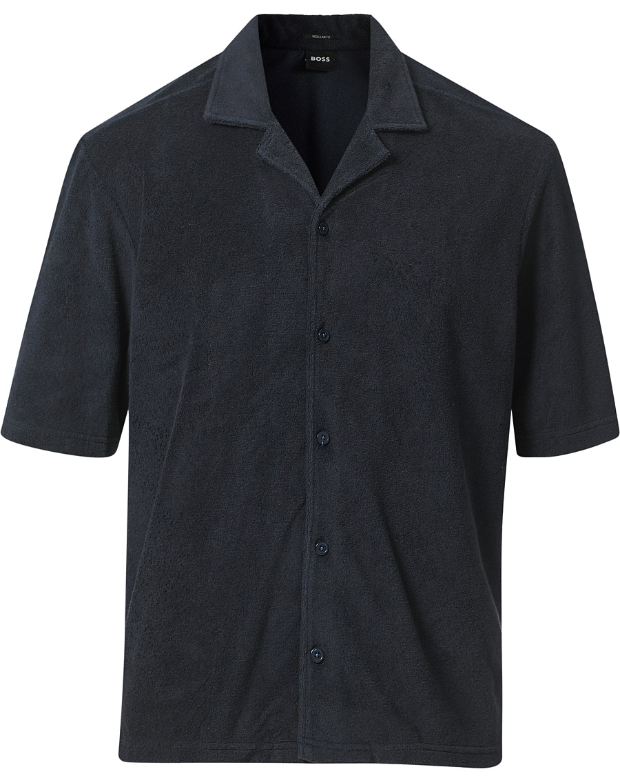 Herre | Kortærmede skjorter | BOSS | Lars Terry Short Sleeve Shirt Dark Blue