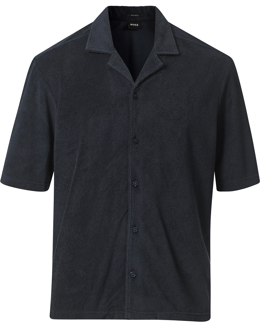 Herre | Skjorter | BOSS BLACK | BOSS Lars Terry Short Sleeve Shirt Dark Blue