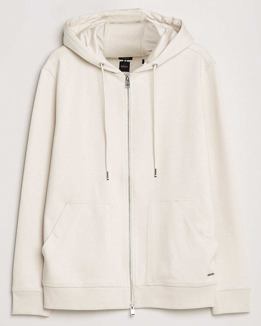 Herre | Trøjer | BOSS BLACK | Tailored Smith Full Zip Hoodie Open White