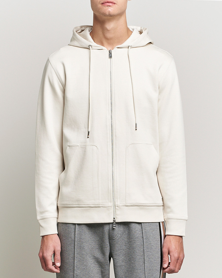 Herre | Trøjer | BOSS BLACK | Tailored Smith Full Zip Hoodie Open White
