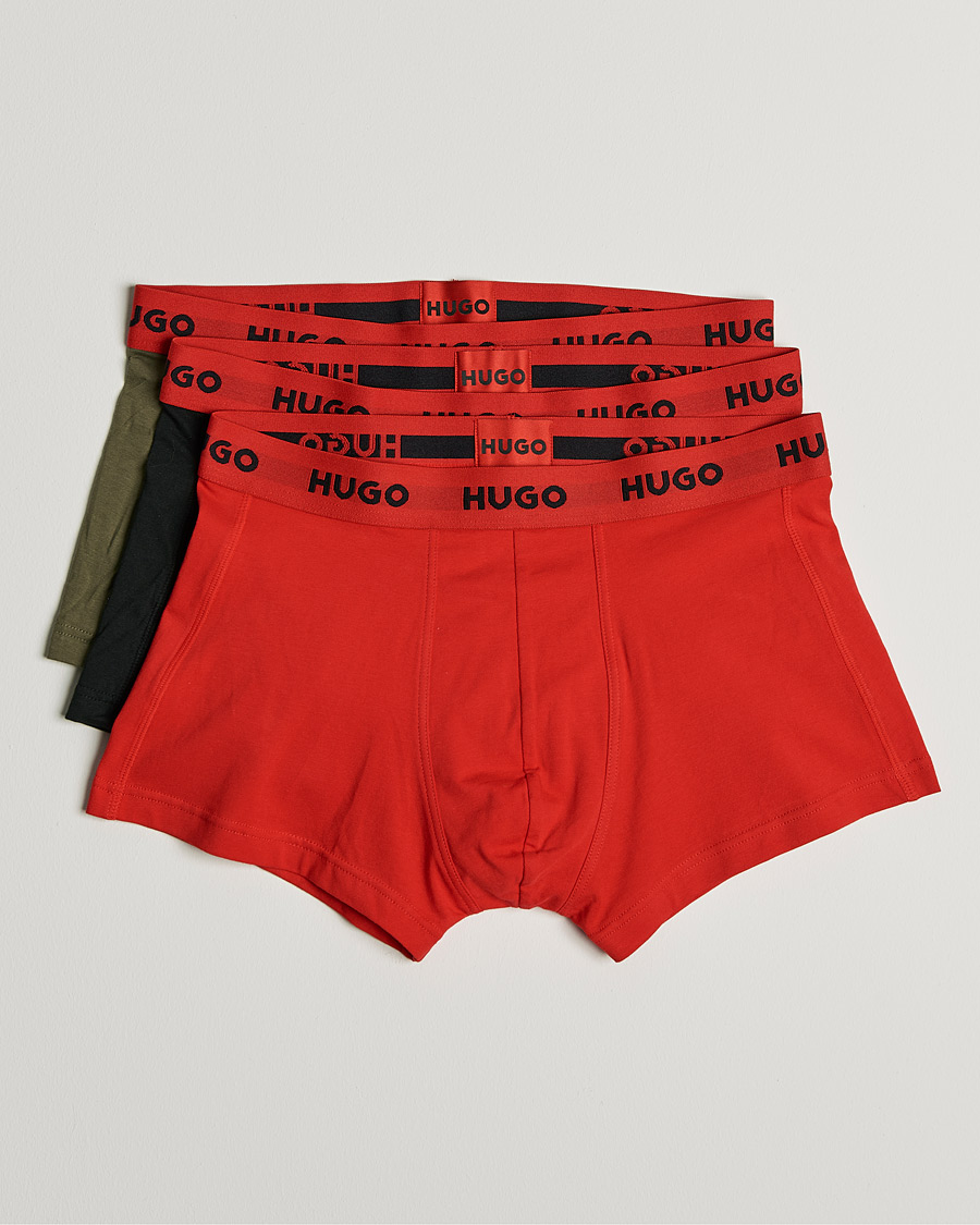 Herre | Undertøj | HUGO | 3-Pack Trunks Black/Green/Red