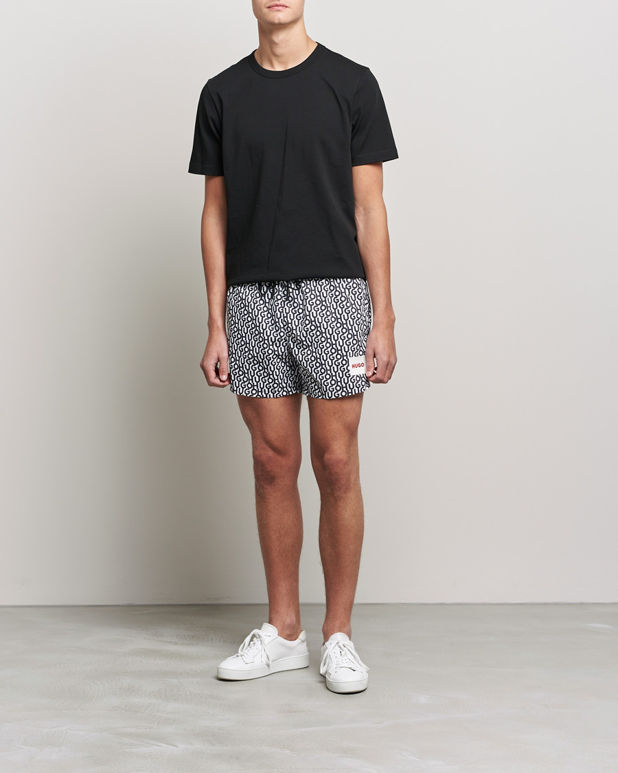 Herre | Badebukser | HUGO | Jago Monogram Logo Swimshorts White