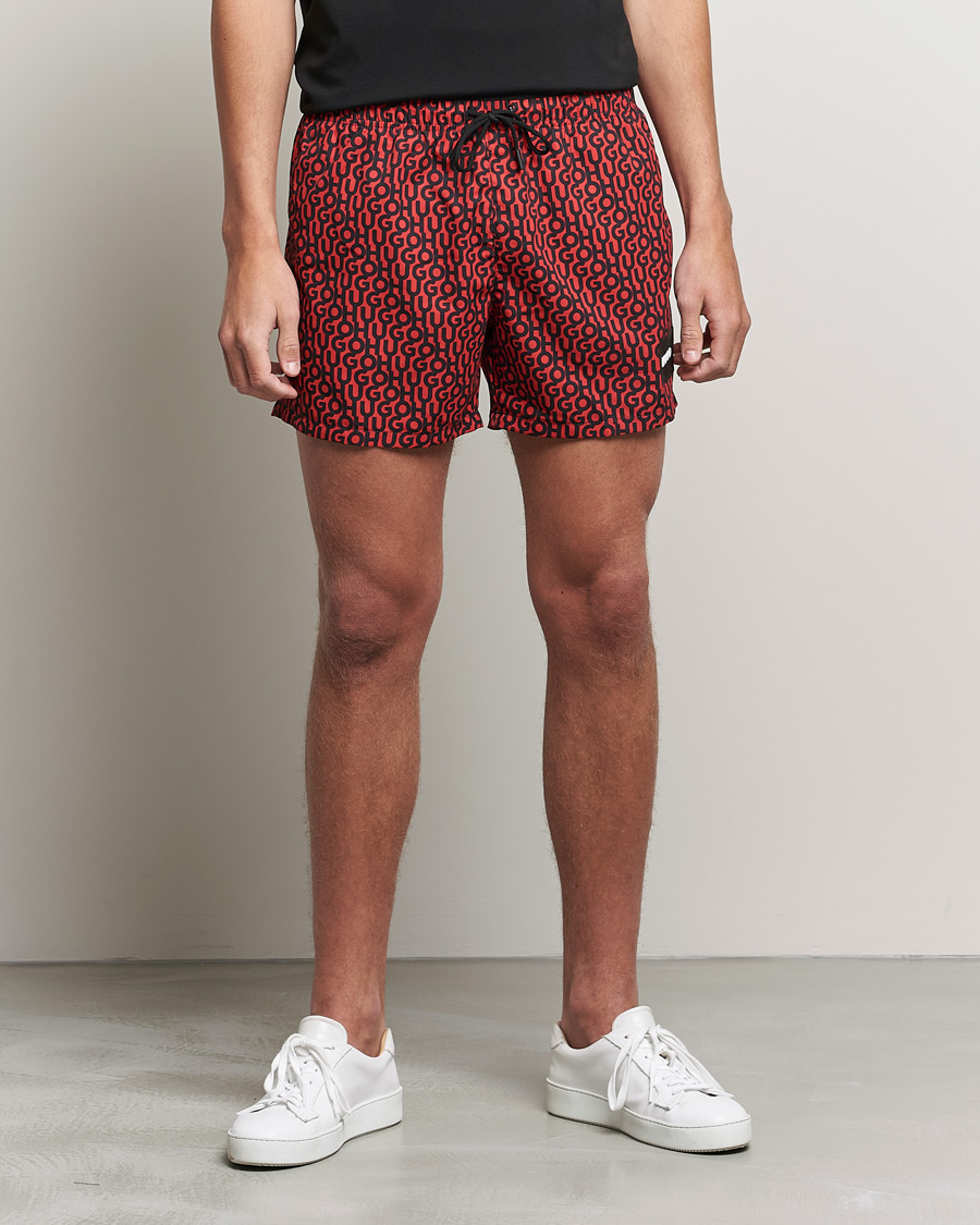 Herre | Badebukser | HUGO | Jago Monogram Logo Swimshorts Red
