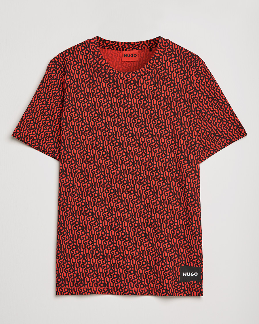 Herre | T-Shirts | HUGO | Dorton Monogram Print Crew Neck Tee Red