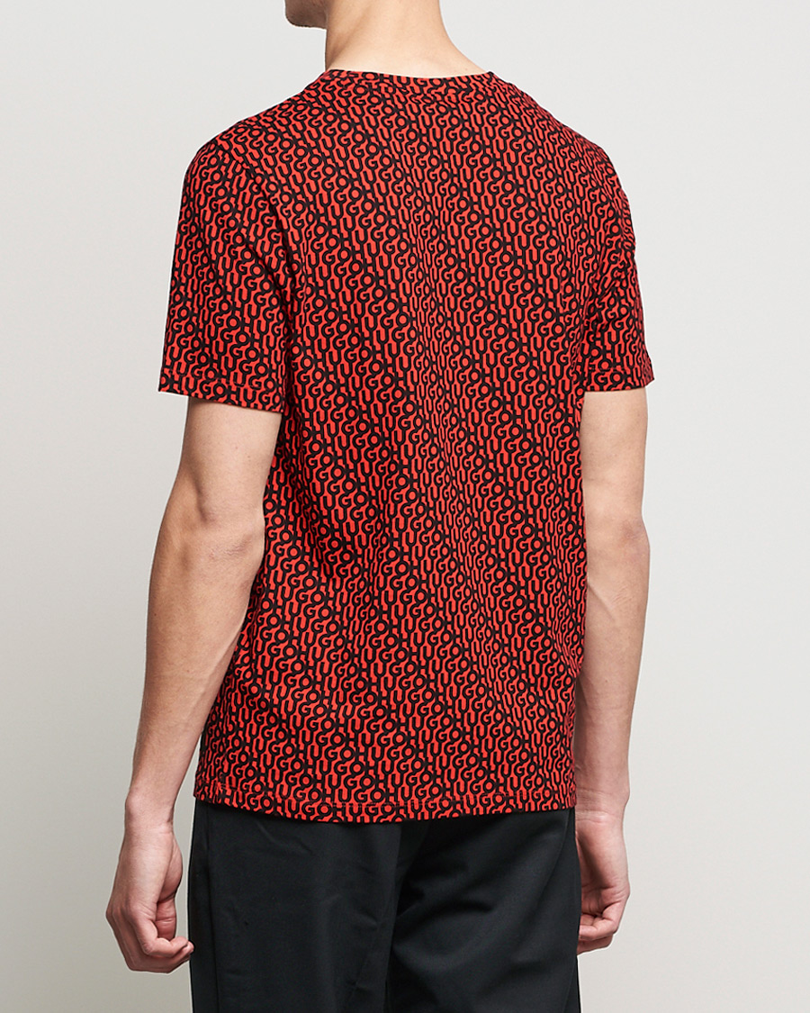 Herre | T-Shirts | HUGO | Dorton Monogram Print Crew Neck Tee Red