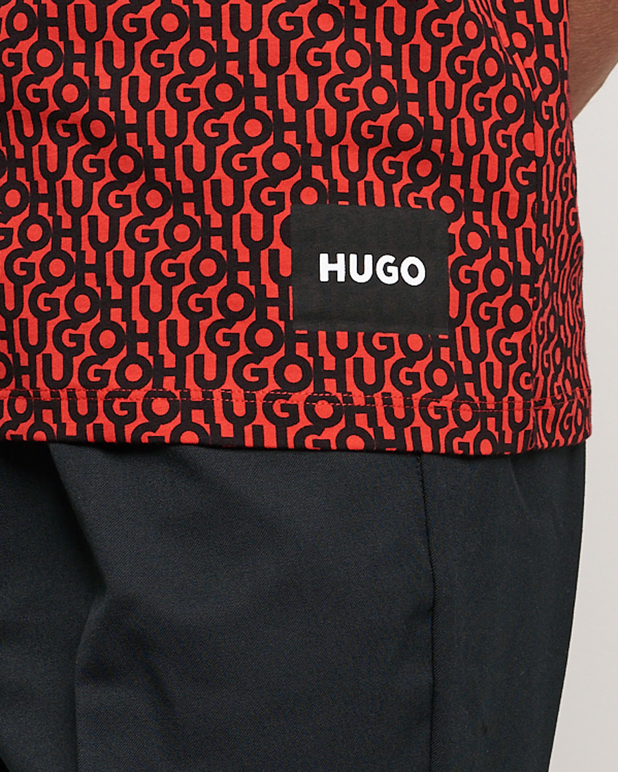 Herre | T-Shirts | HUGO | Dorton Monogram Print Crew Neck Tee Red