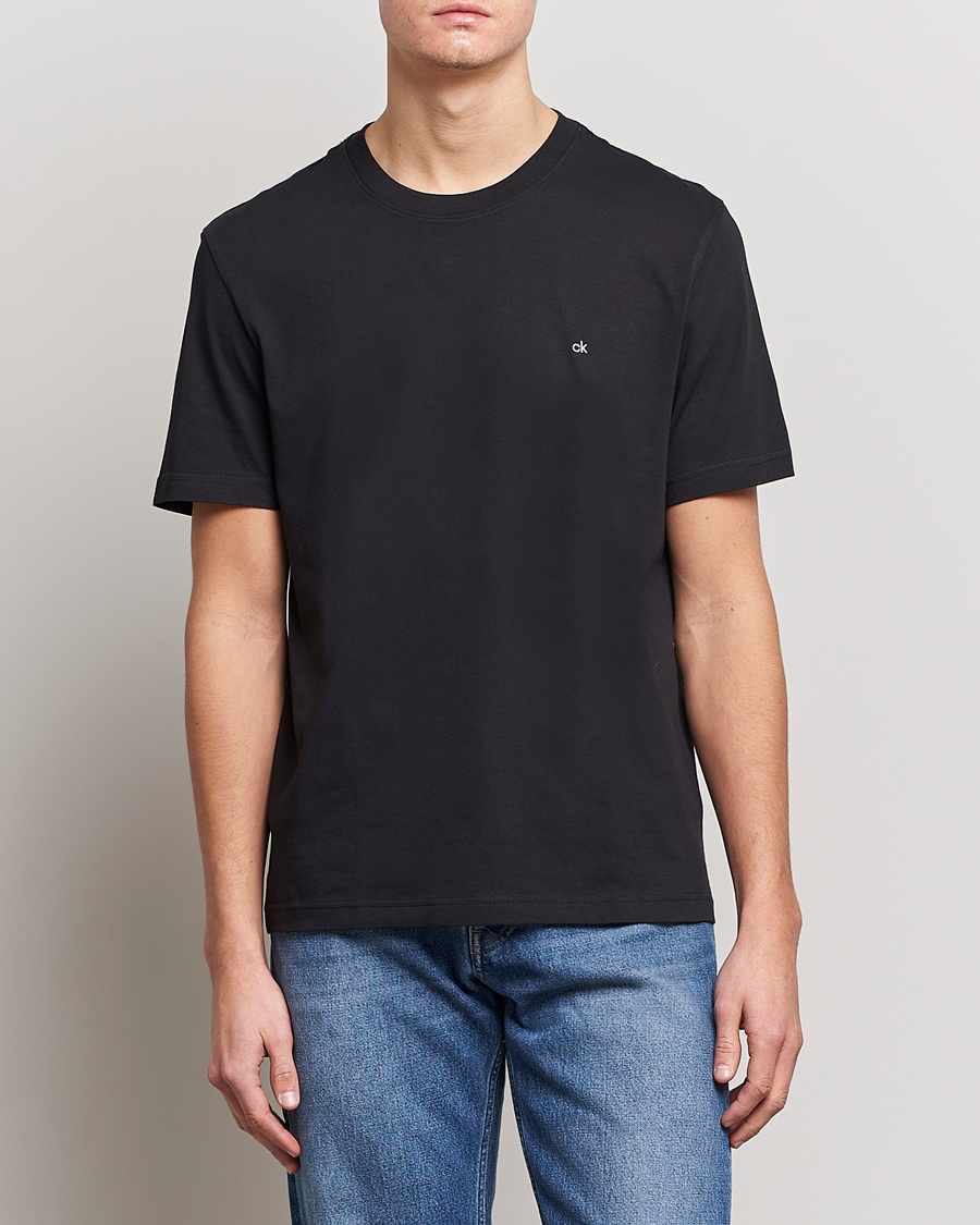 Herre | Calvin Klein | Calvin Klein | Cotton Embroidery Logo Crew Neck T-Shirt Black