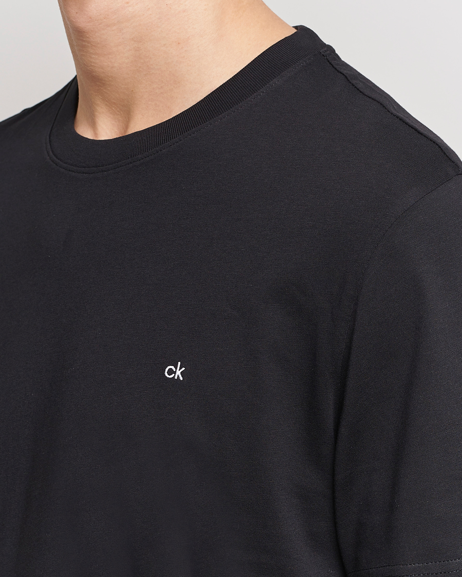 Herre | T-Shirts | Calvin Klein | Cotton Embroidery Logo Crew Neck T-Shirt Black