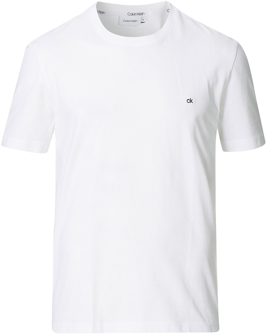 Herre | T-Shirts | Calvin Klein | Cotton Embroidery Logo Crew Neck T-Shirt White