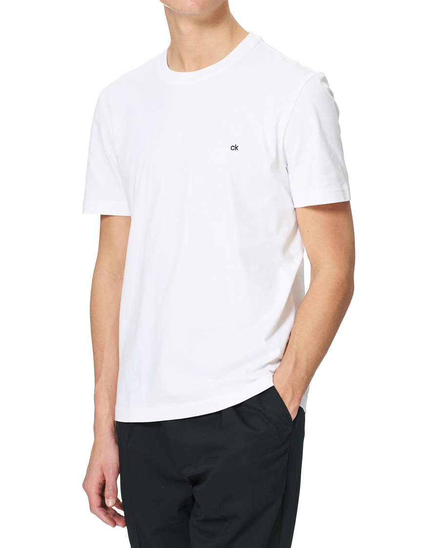 Herre | T-Shirts | Calvin Klein | Cotton Embroidery Logo Crew Neck T-Shirt White