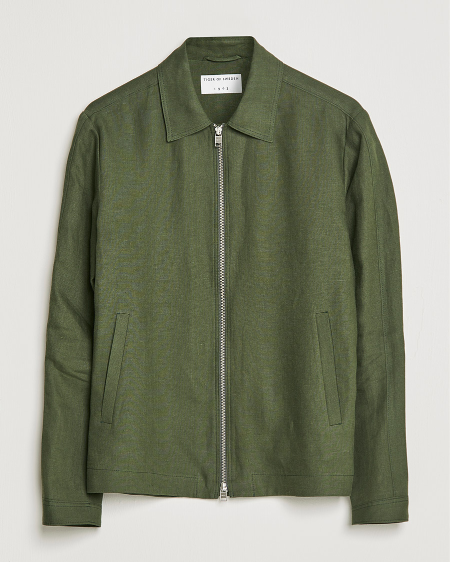 Herre | Jakker | Tiger of Sweden | Maddon Linen Shirt Jacket Green