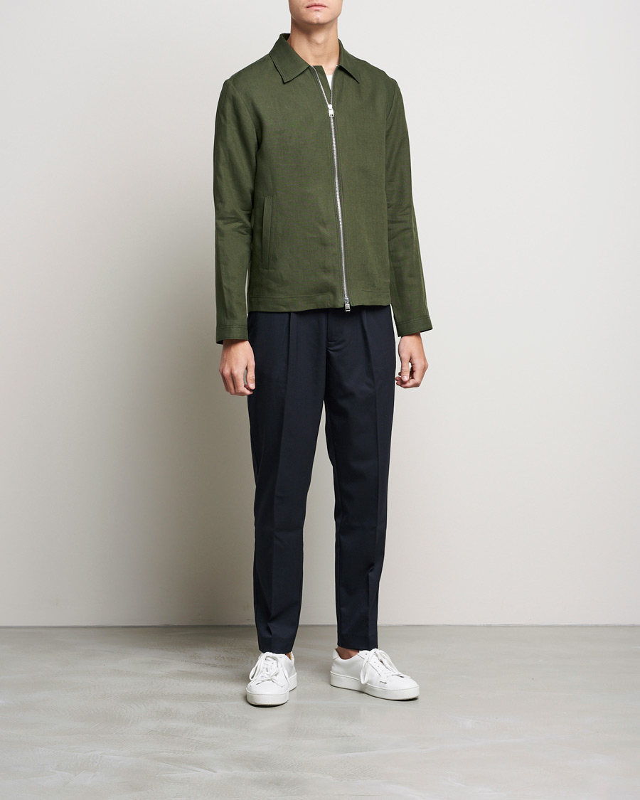 Herre | Udsalg tøj | Tiger of Sweden | Maddon Linen Shirt Jacket Green