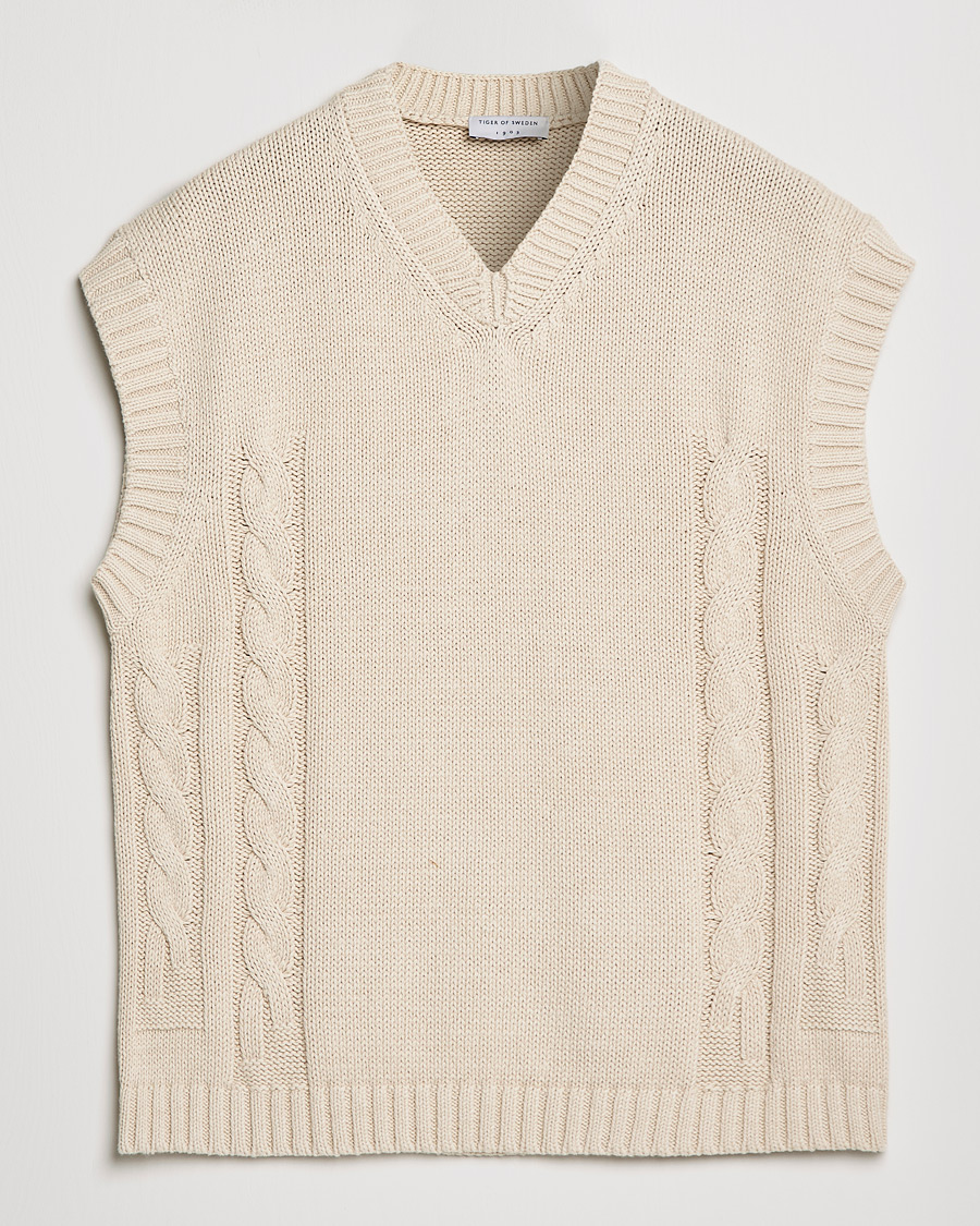 Herre | Trøjer | Tiger of Sweden | Bazyly Knitted Vest Cream Snow