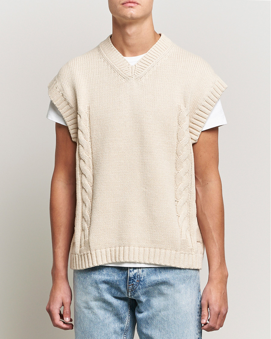 Herre | Trøjer | Tiger of Sweden | Bazyly Knitted Vest Cream Snow