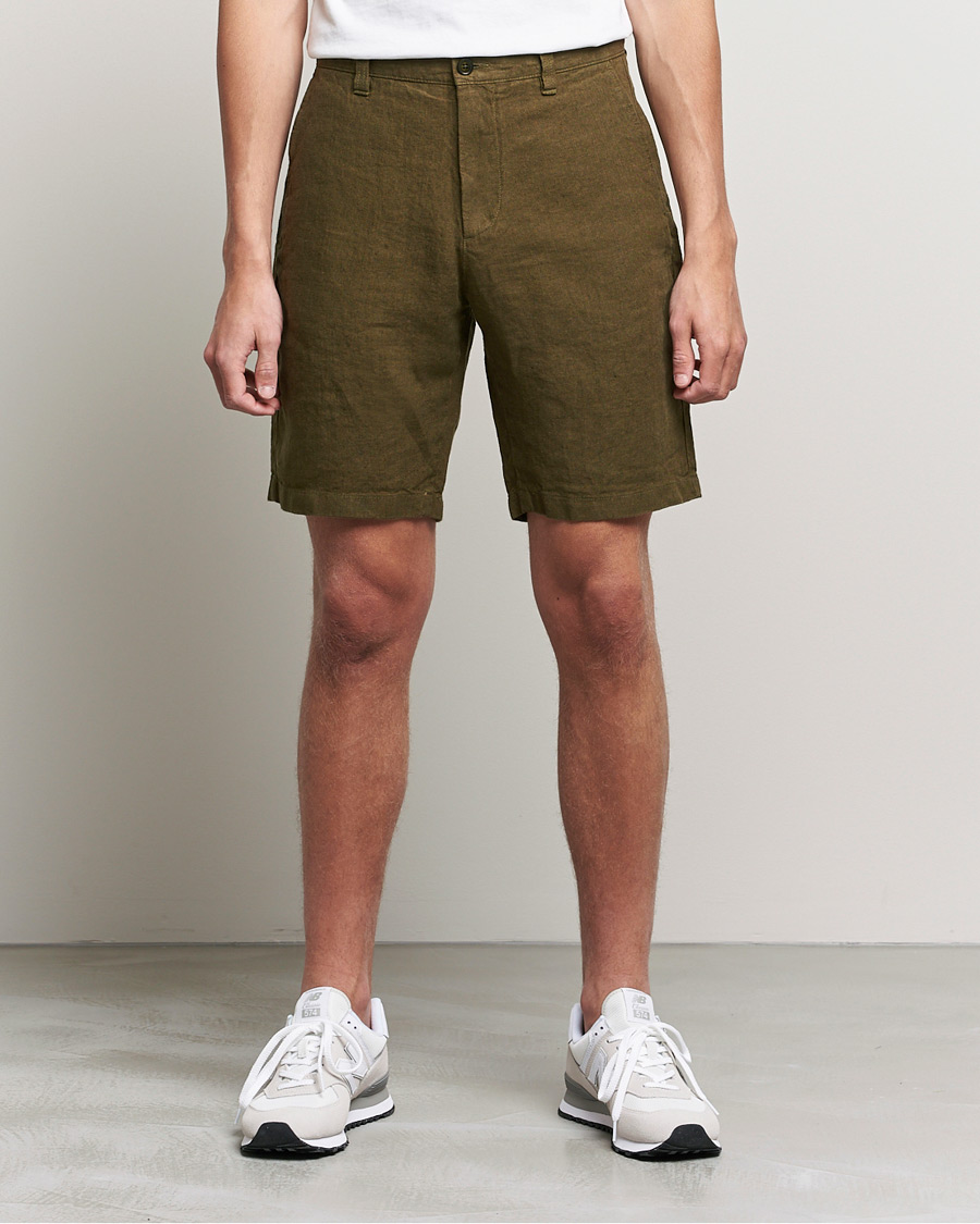 Herre | Shorts | NN07 | Crown Linen Shorts Dark Olive