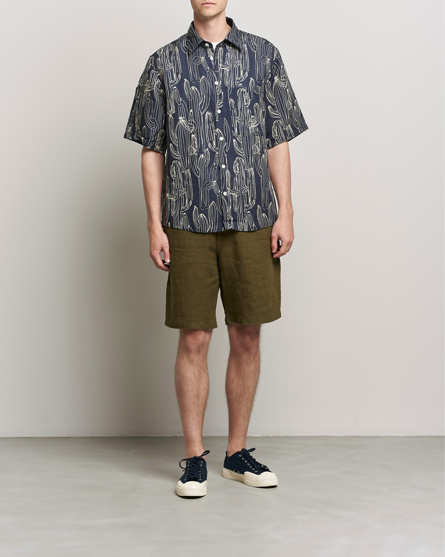 Herre | Shorts | NN07 | Keith Drawstring Linen Shorts Dark Olive