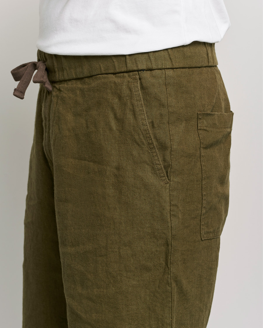 Herre | Shorts | NN07 | Keith Drawstring Linen Shorts Dark Olive