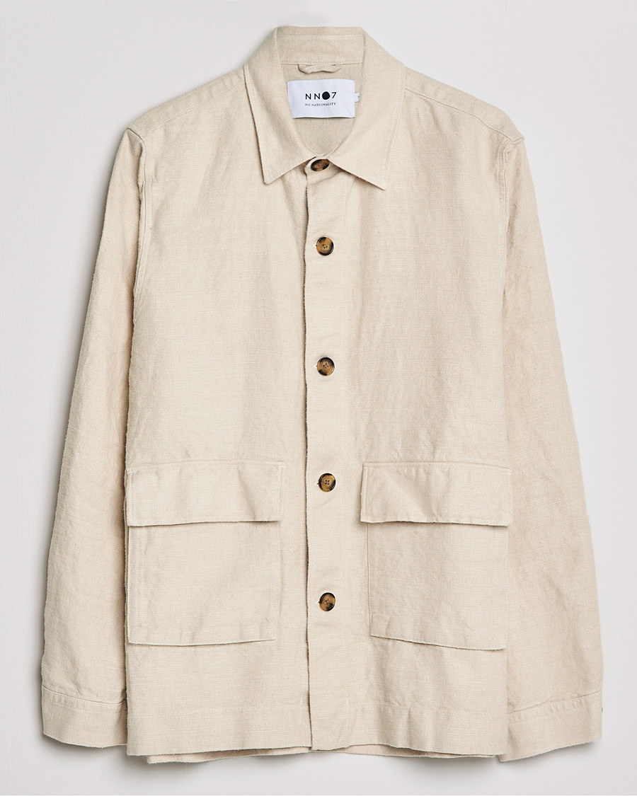 Herre | Skjorter | NN07 | Cedric Heavy Linen Shirt Jacket Ecru