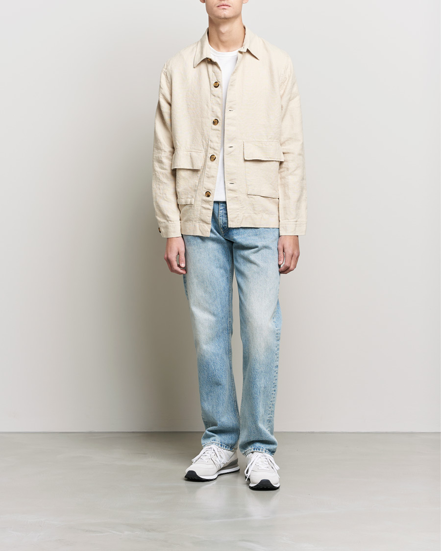 Herre | Skjorter | NN07 | Cedric Heavy Linen Shirt Jacket Ecru