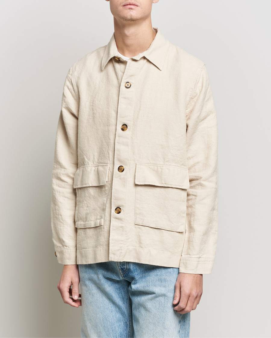 Herre | Skjorter | NN07 | Cedric Heavy Linen Shirt Jacket Ecru