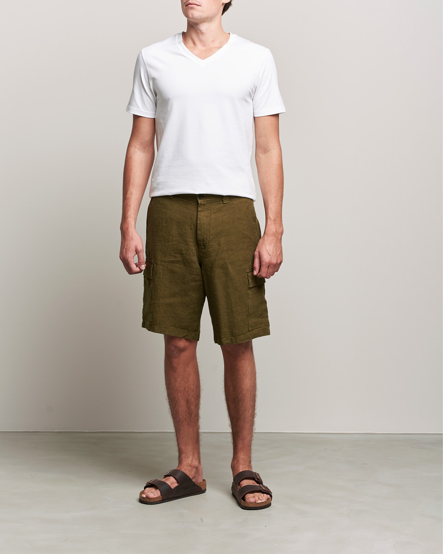Herre | Shorts | NN07 | Arnie Cargo Linen Shorts Dark Olive