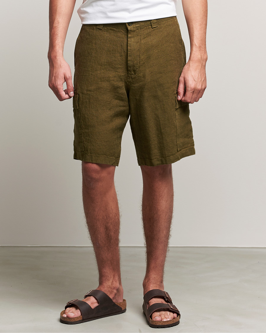 Herre | Shorts | NN07 | Arnie Cargo Linen Shorts Dark Olive