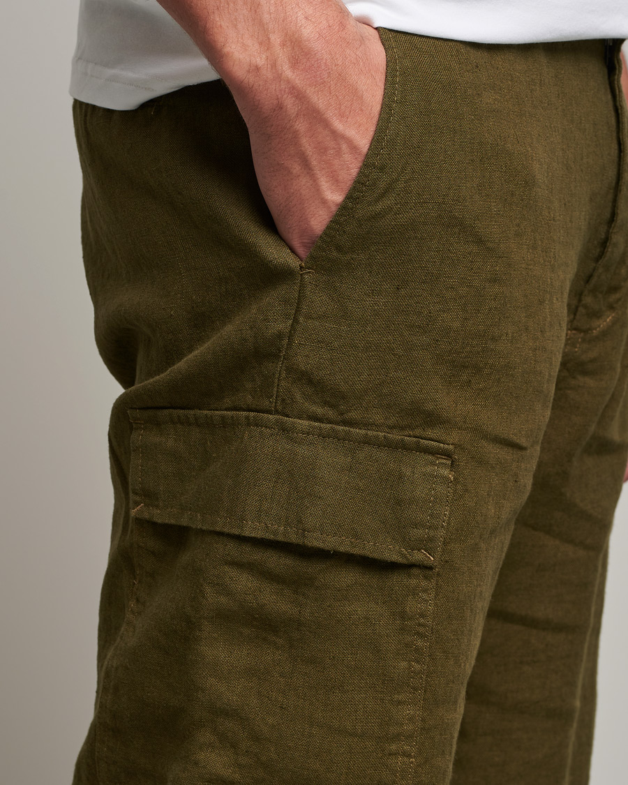 Herre | Shorts | NN07 | Arnie Cargo Linen Shorts Dark Olive