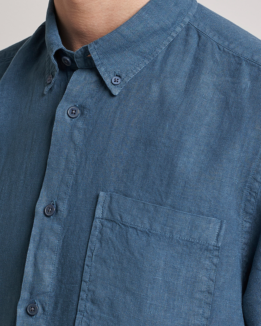 Herre | Skjorter | NN07 | Arne Linen Short Sleeve Shirt Dust Blue