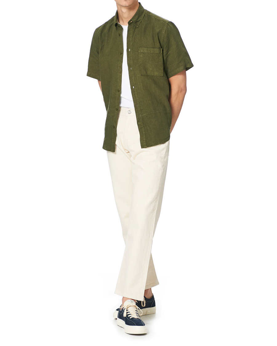 Herre | Skjorter | NN07 | Arne Linen Short Sleeve Shirt Dark Olive