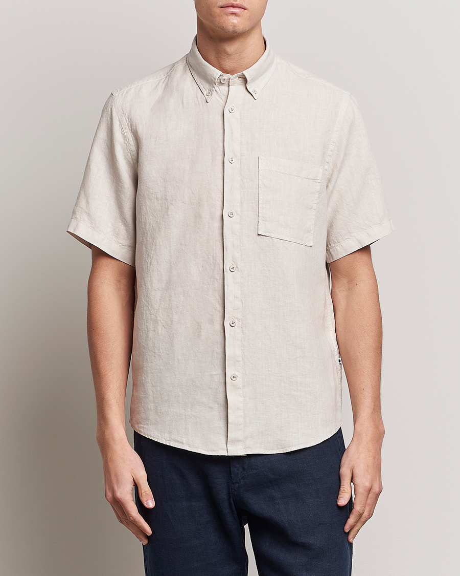 Herre | Skjorter | NN07 | Arne Linen Short Sleeve Shirt Oat