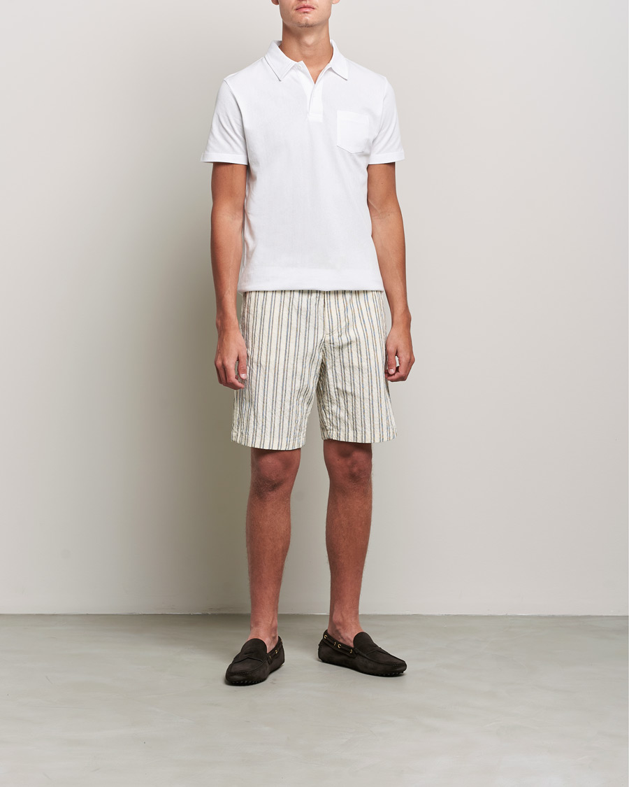 Herre | Shorts | NN07 | Keith Striped Drawstring Shorts White/Black