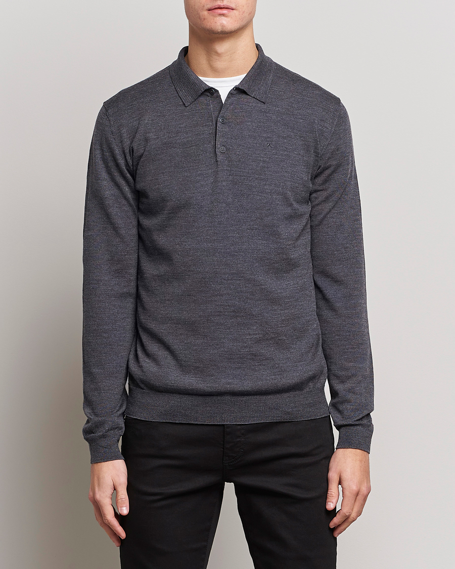 Herre | Trøjer | J.Lindeberg | Noel Light Merino Polo Shirt Dark Grey Melange