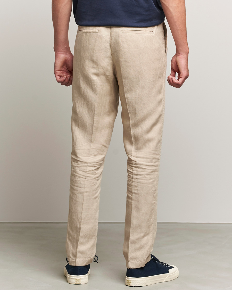 Herre | Bukser | J.Lindeberg | Sasha Drape Linen Drawstring Trousers Safari Beige