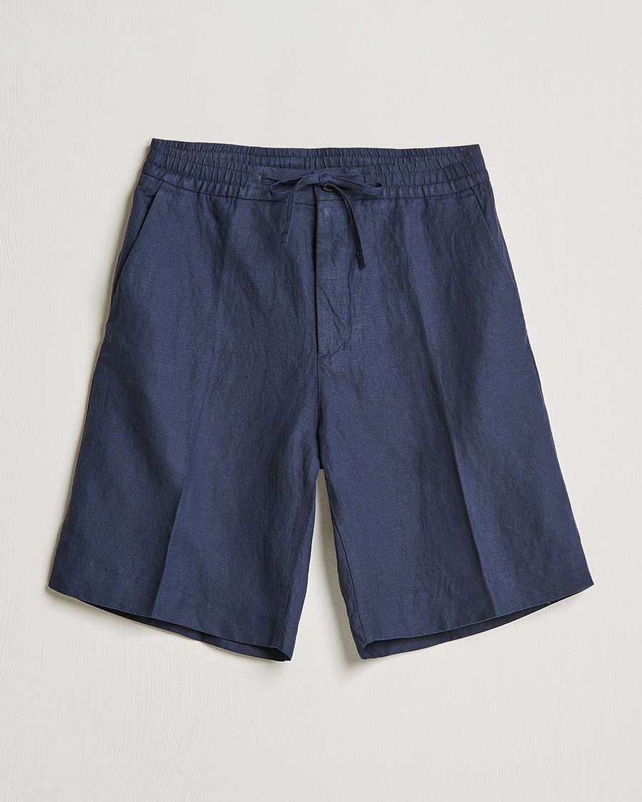 Herre | Shorts | J.Lindeberg | Sasha Drape Linen Drawstring Shorts Navy