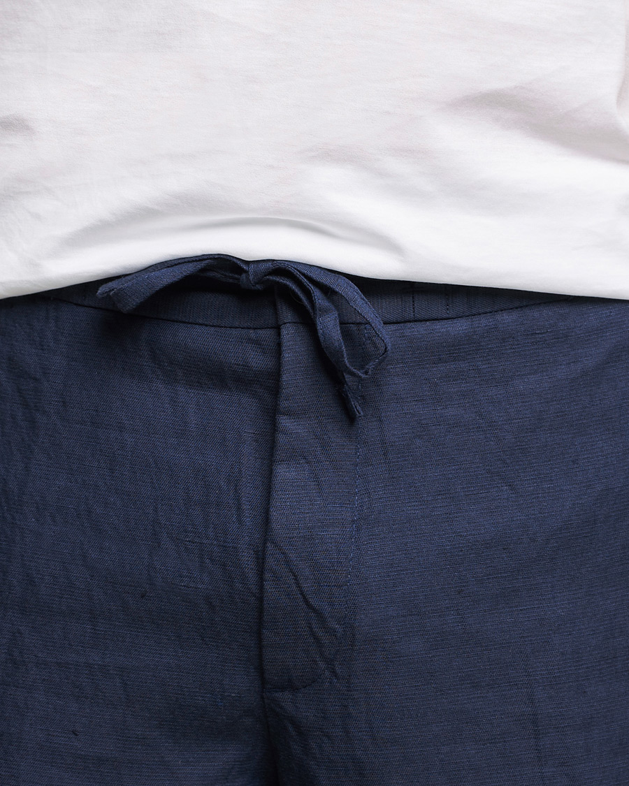 Herre | Shorts | J.Lindeberg | Sasha Drape Linen Drawstring Shorts Navy