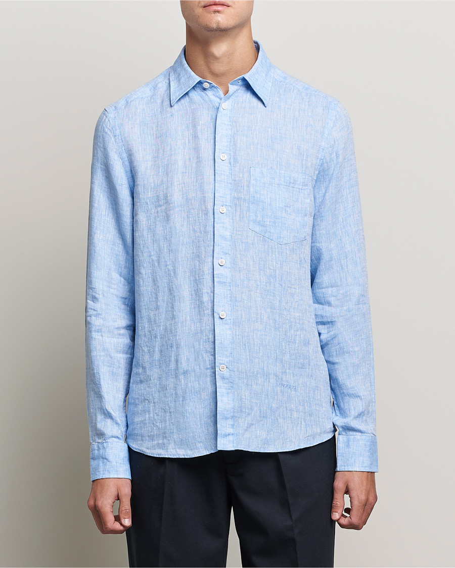 Herre | Skjorter | J.Lindeberg | Linen Melange Slim Shirt Ultramarine