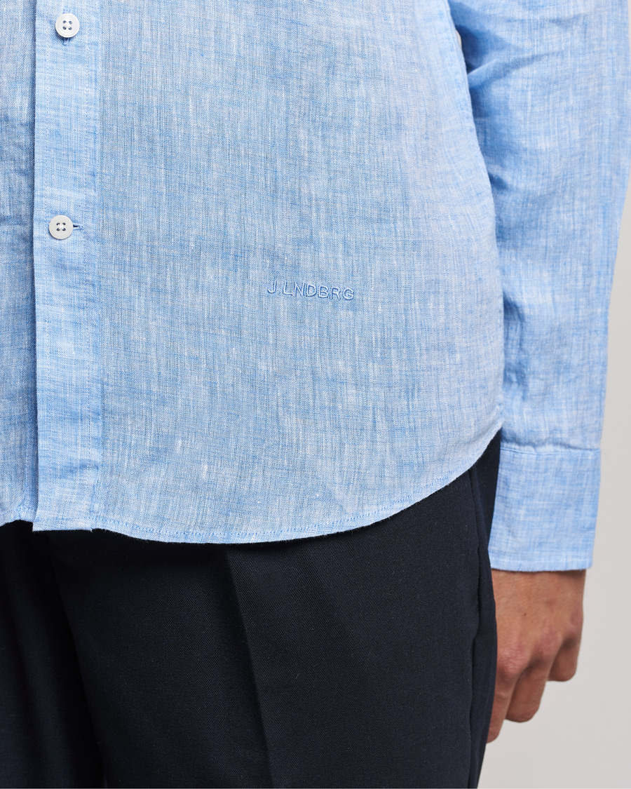 Herre | Skjorter | J.Lindeberg | Linen Melange Slim Shirt Ultramarine