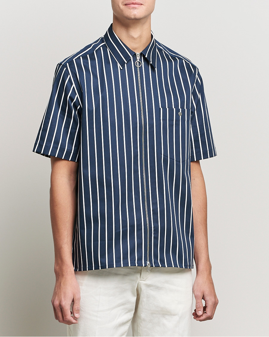Herre | Skjorter | J.Lindeberg | Chainy Short Sleeve Zip Shirt Navy
