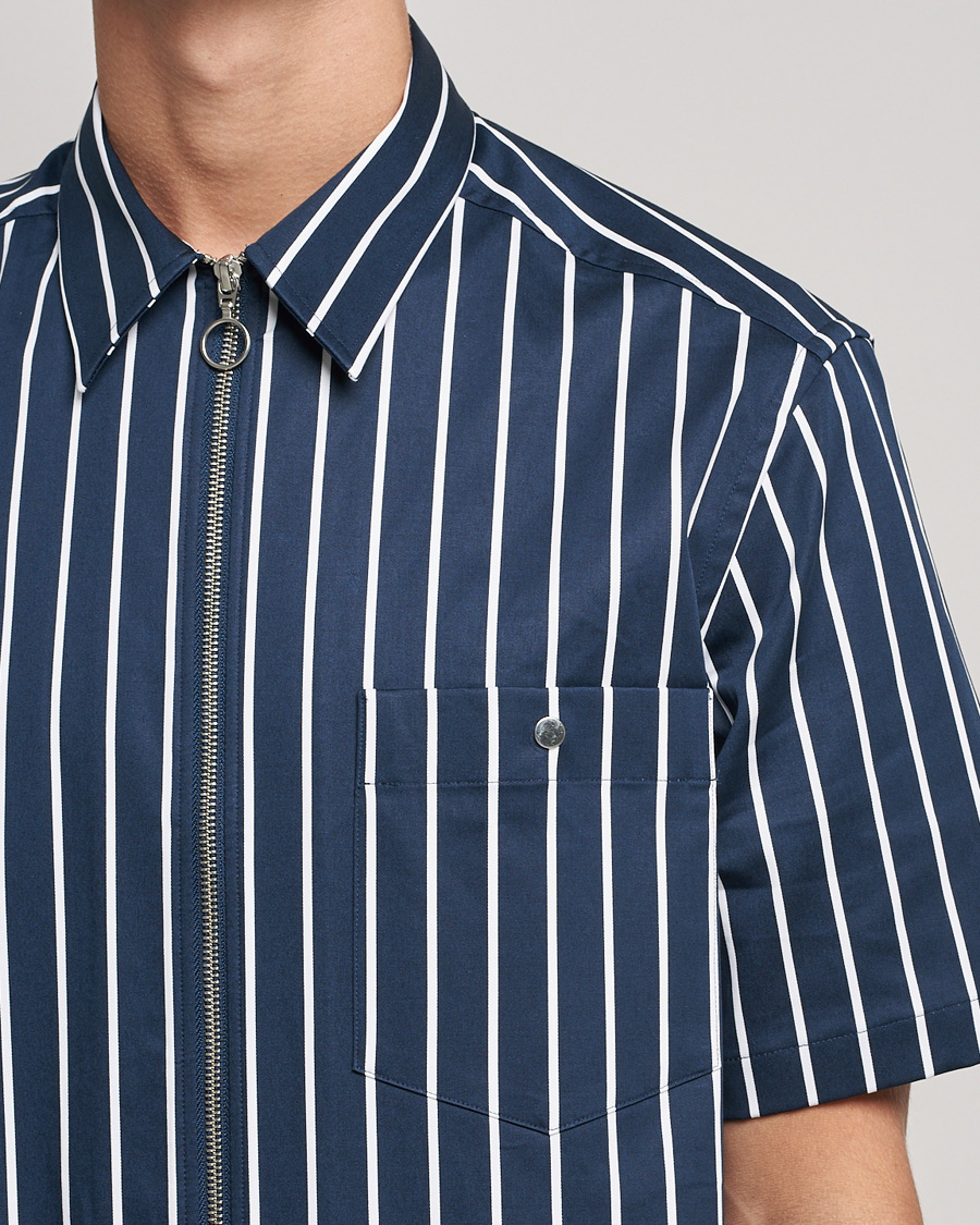 Herre | Skjorter | J.Lindeberg | Chainy Short Sleeve Zip Shirt Navy