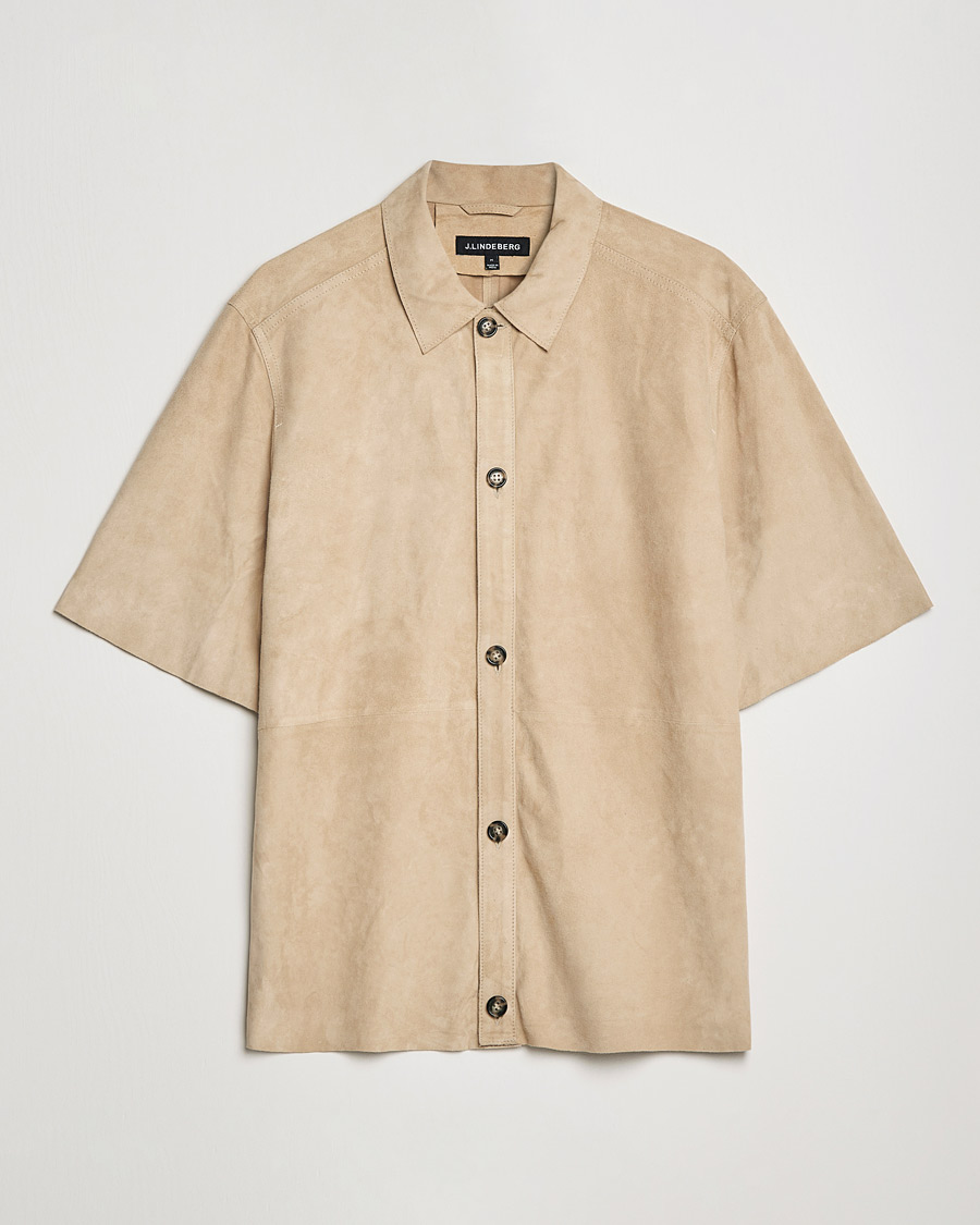 Herre | Skjorter | J.Lindeberg | Shorty Short Sleeve Suede Shirt Safari Beige