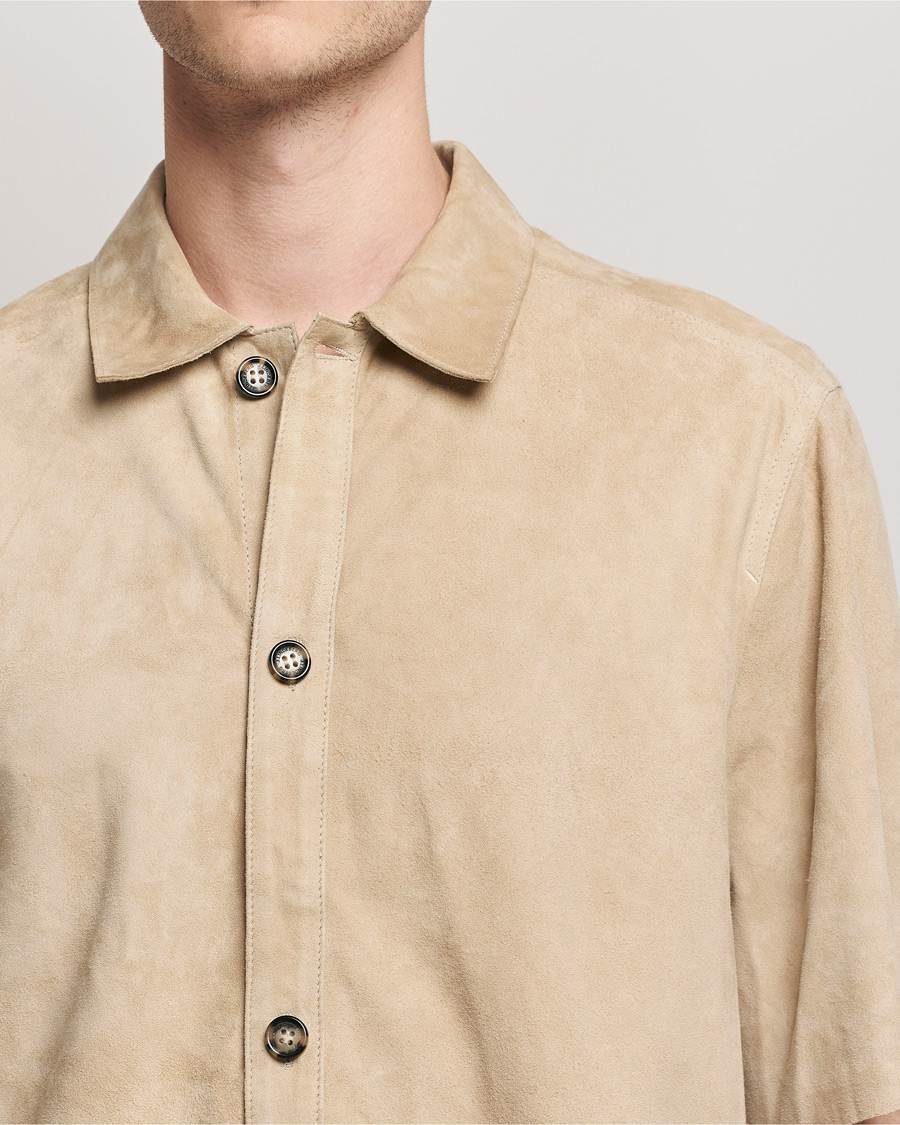 Herre | Skjorter | J.Lindeberg | Shorty Short Sleeve Suede Shirt Safari Beige