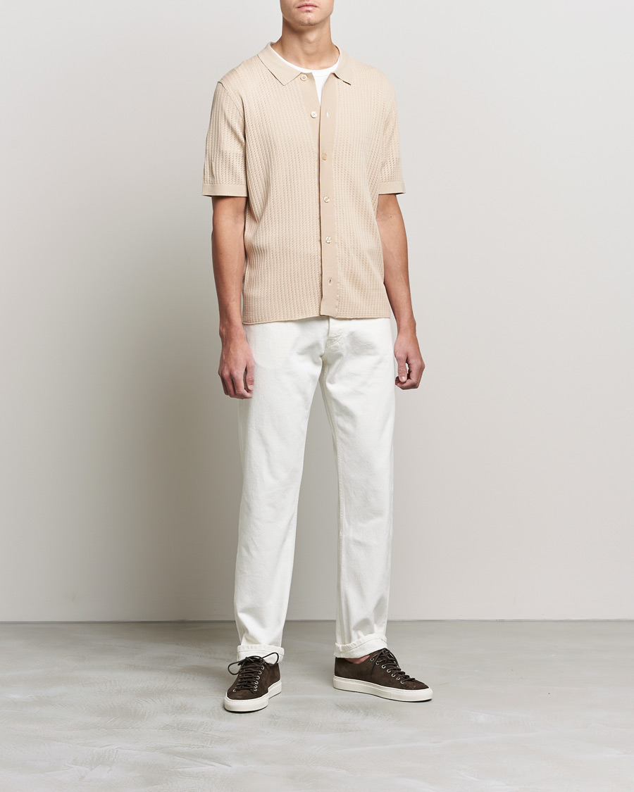 Herre | Kortærmede skjorter | J.Lindeberg | Skyler Rayon Silk Knit Shirt Safari Beige