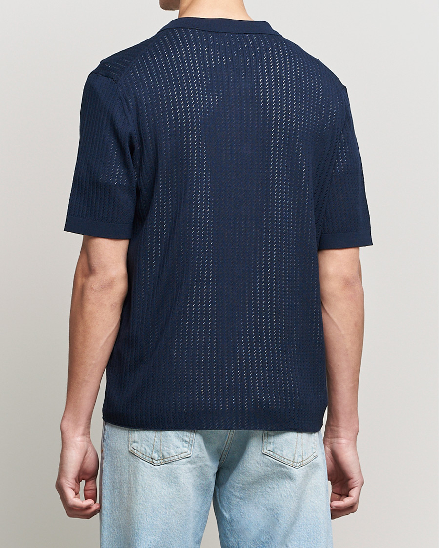 Herre | Skjorter | J.Lindeberg | Skyler Rayon Silk Knit Shirt Navy
