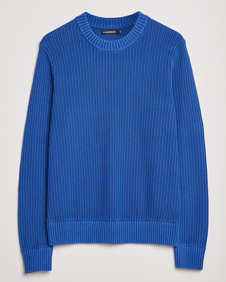 Herre | Trøjer | J.Lindeberg | Coy Summer Structure Organic Cotton Sweater Royal Blue